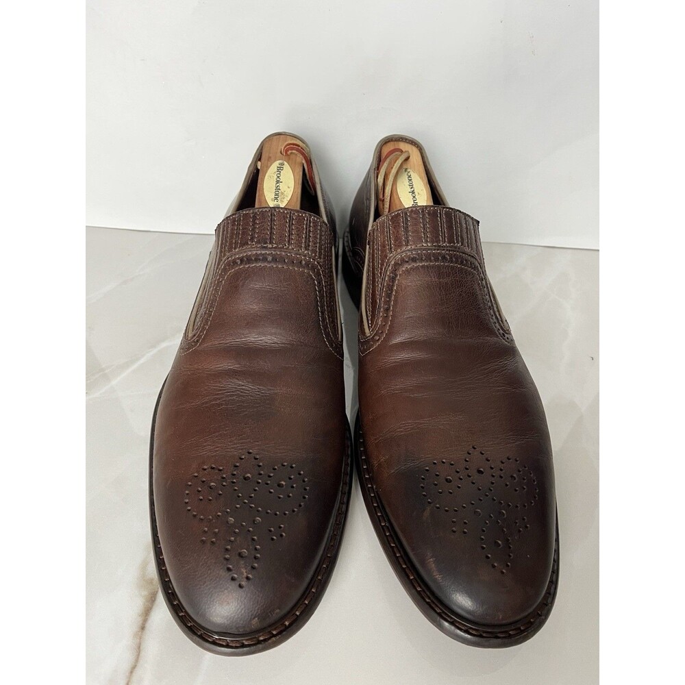 J&M Johnston Murphy Loafers Slip On Mens Brown Leather Dress Shoes Sz 9 M Italy - Picture 7 of 13